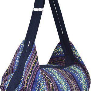Boho Cotton Hobo Crossbody Bag Large Travel Beach Festival Purse